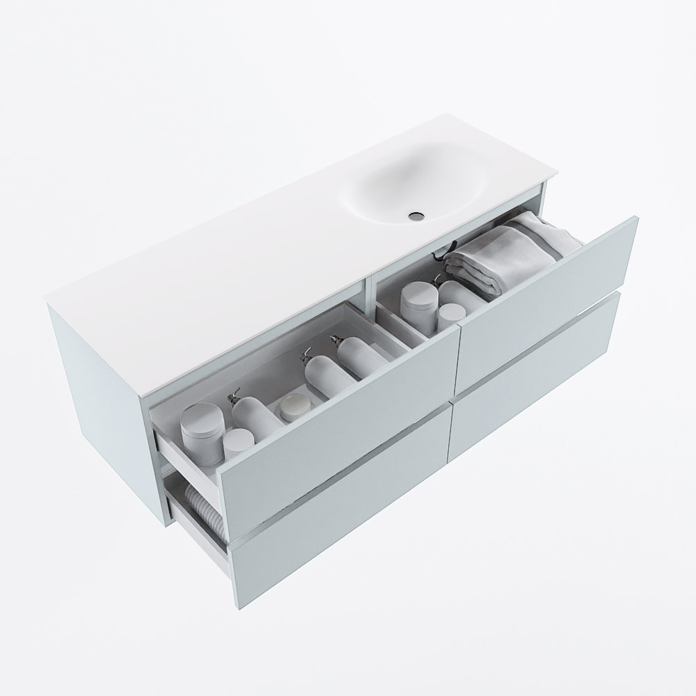 MONDIAZ VICA 140cm mueble de baño Clay 4 cajones. Lavabo MOON Derecho sin orificio, color Talc. 7 MONDIAZ VICA 140cm mueble de baño Clay 4 cajones. Lavabo MOON Derecho sin orificio, color Talc. - Imagen 7