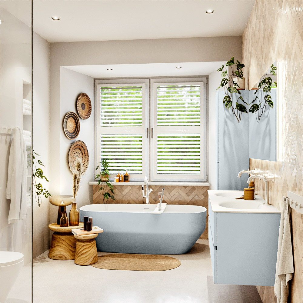 MONDIAZ VICA 140cm mueble de baño Clay 4 cajones. Lavabo MOON Doble 2 orificios, color Talc. 3 MONDIAZ VICA 140cm mueble de baño Clay 4 cajones. Lavabo MOON Doble 2 orificios, color Talc. - Imagen 3