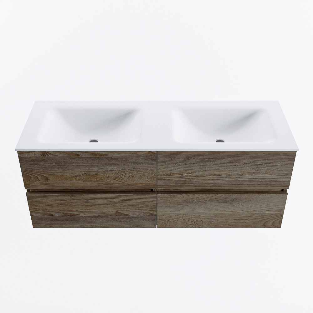 MONDIAZ VICA 130cm mueble de baño Dark Brown Grey 4 cajones. Lavabo CLOUD Doble sin orificio, color Talc. 5 MONDIAZ VICA 130cm mueble de baño Dark Brown Grey 4 cajones. Lavabo CLOUD Doble sin orificio, color Talc. - Imagen 5
