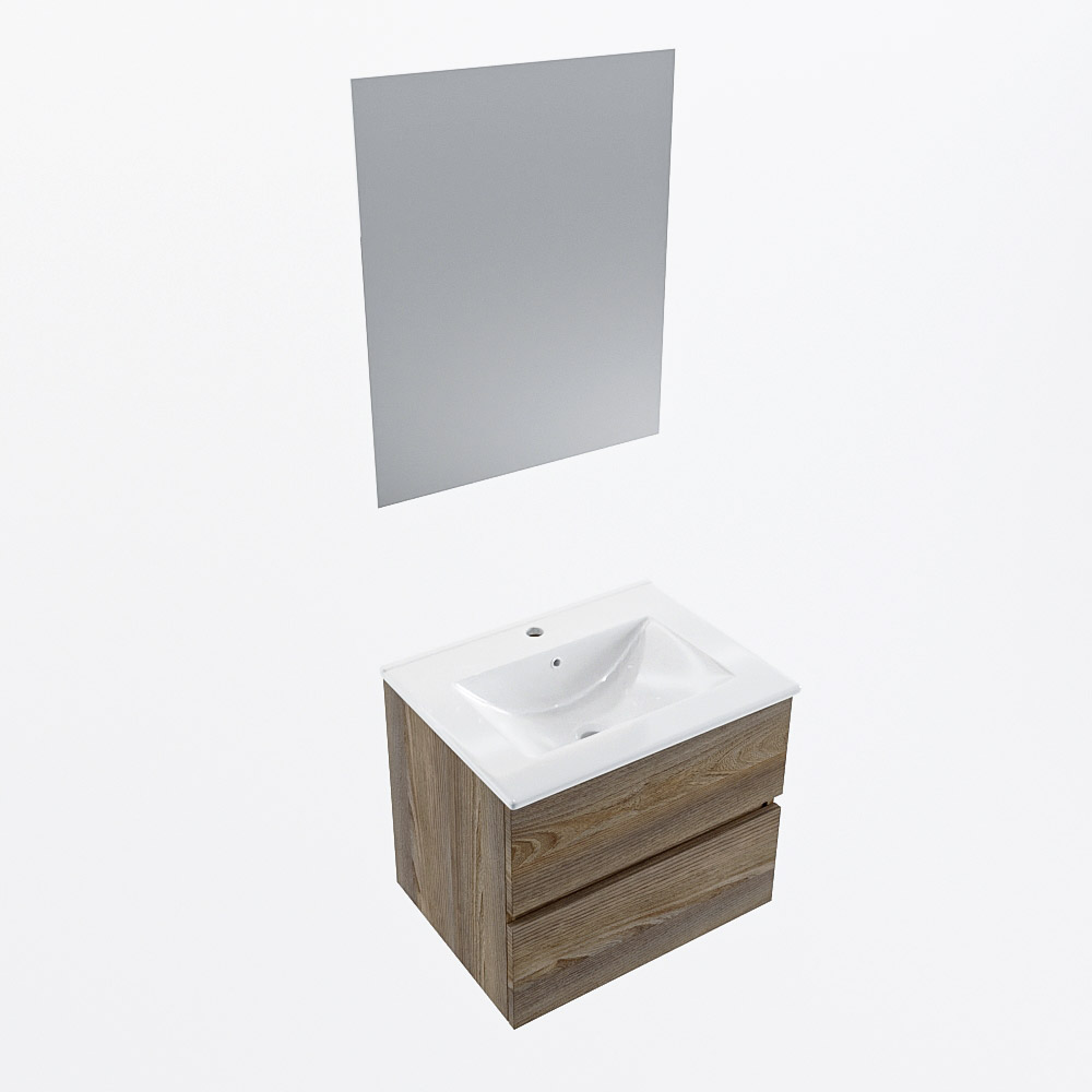 MONDIAZ VICA 60cm mueble de baño Dark Brown Grey 2 cajones. Lavabo DENIA Centro 1 orificio color Blanco brillo con espejo LED. 6 MONDIAZ VICA 60cm mueble de baño Dark Brown Grey 2 cajones. Lavabo DENIA Centro 1 orificio color Blanco brillo con espejo LED. - Imagen 6