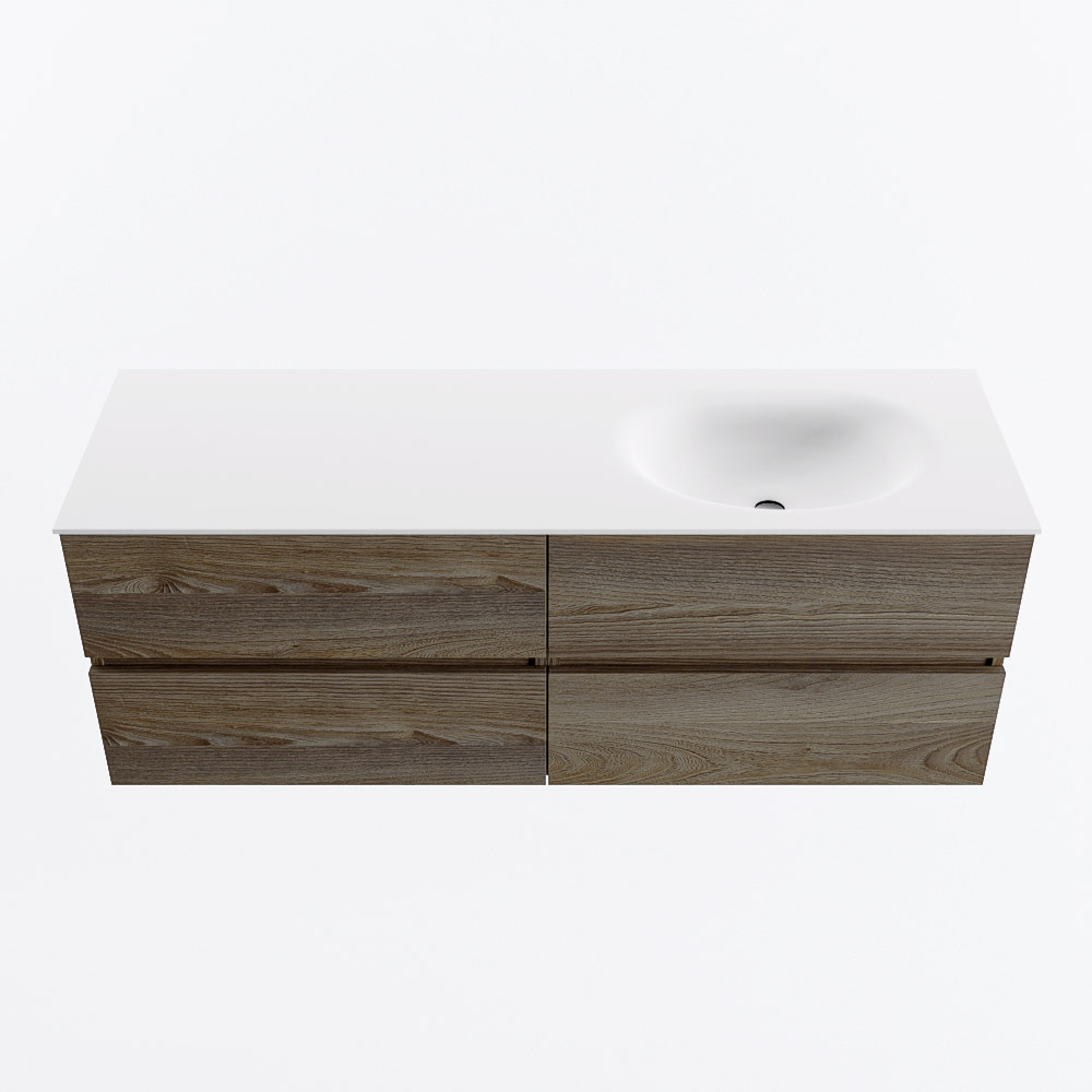 MONDIAZ VICA 140cm mueble de baño Dark Brown Grey 4 cajones. Lavabo MOON Derecho sin orificio, color Talc. 5 MONDIAZ VICA 140cm mueble de baño Dark Brown Grey 4 cajones. Lavabo MOON Derecho sin orificio, color Talc. - Imagen 5