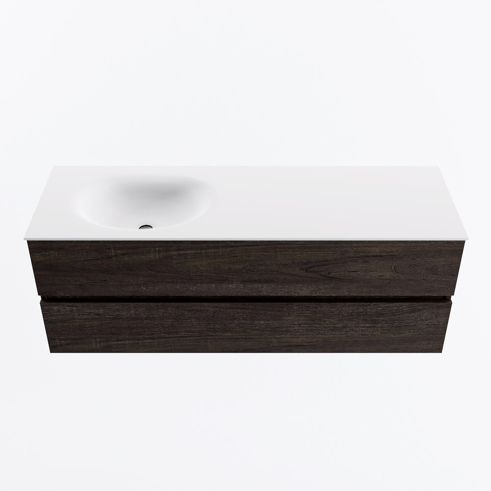 MONDIAZ VICA 140cm mueble de baño Dark Brown 2 cajones. Lavabo MOON Izquierda 1 orificio, color Talc. 5 MONDIAZ VICA 140cm mueble de baño Dark Brown 2 cajones. Lavabo MOON Izquierda 1 orificio, color Talc. - Imagen 5