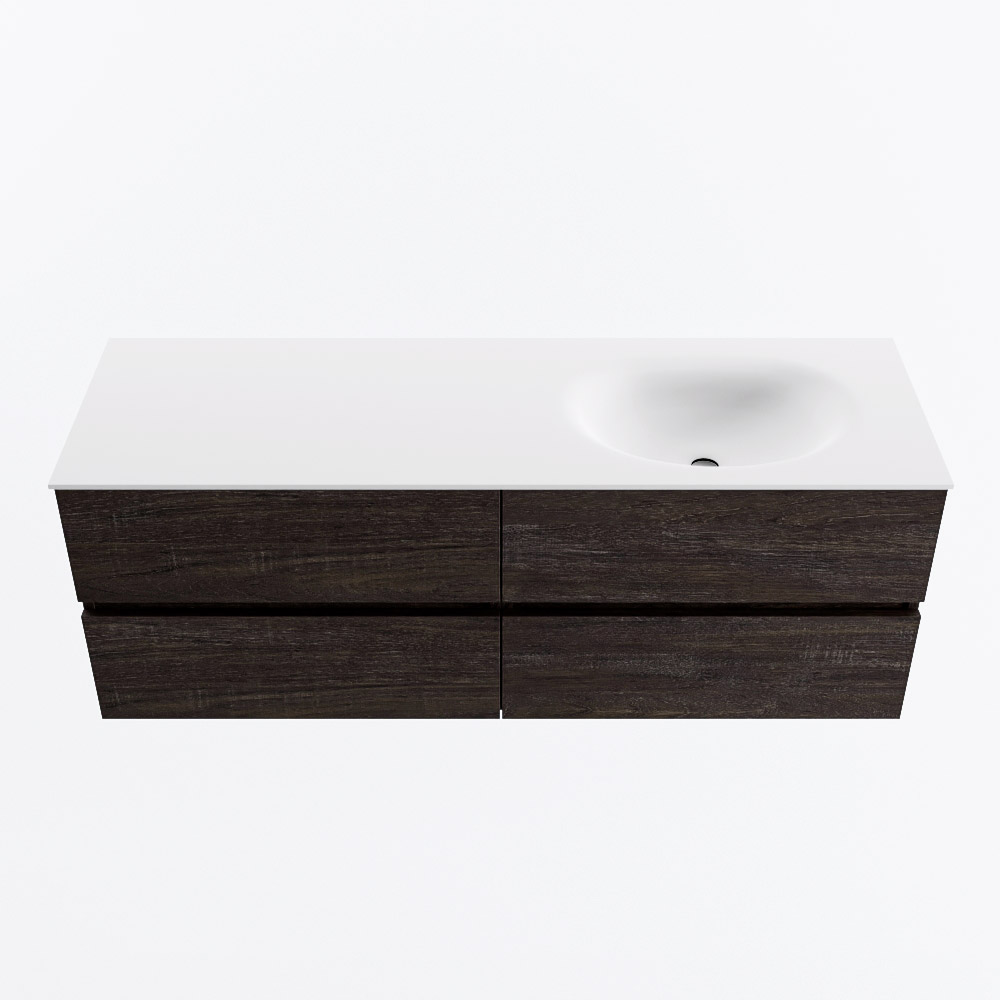MONDIAZ VICA 140cm mueble de baño Dark Brown 4 cajones. Lavabo MOON Derecho sin orificio, color Talc. 5 MONDIAZ VICA 140cm mueble de baño Dark Brown 4 cajones. Lavabo MOON Derecho sin orificio, color Talc. - Imagen 5