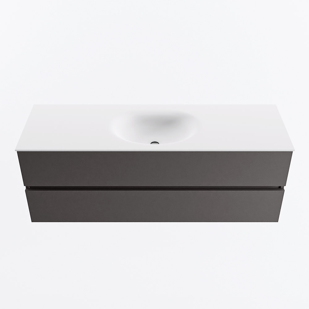 MONDIAZ VICA 140cm mueble de baño Dark Grey 2 cajones. Lavabo MOON Centro 1 orificio, color Talc. 5 MONDIAZ VICA 140cm mueble de baño Dark Grey 2 cajones. Lavabo MOON Centro 1 orificio, color Talc. - Imagen 5