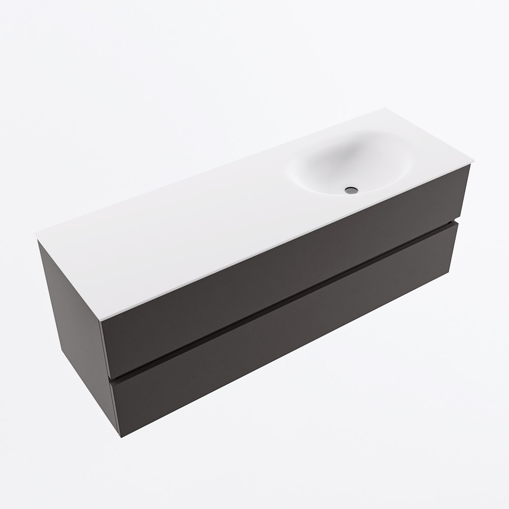 MONDIAZ VICA 140cm mueble de baño Dark Grey 2 cajones. Lavabo MOON Derecho sin orificio, color Talc. 6 MONDIAZ VICA 140cm mueble de baño Dark Grey 2 cajones. Lavabo MOON Derecho sin orificio, color Talc. - Imagen 6