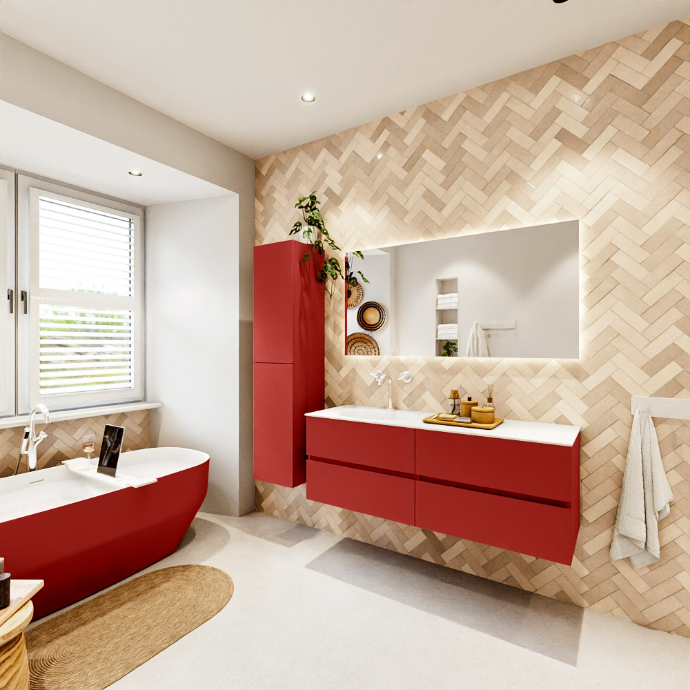 MONDIAZ VICA 140cm mueble de baño Fire 4 cajones. Lavabo MOON Izquierda 1 orificio, color Talc. 4 MONDIAZ VICA 140cm mueble de baño Fire 4 cajones. Lavabo MOON Izquierda 1 orificio, color Talc. - Imagen 4