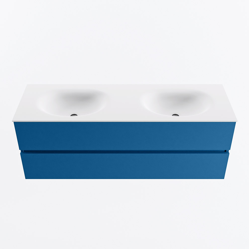 MONDIAZ VICA 140cm mueble de baño Jeans 2 cajones. Lavabo MOON Doble 2 orificios, color Talc. 5 MONDIAZ VICA 140cm mueble de baño Jeans 2 cajones. Lavabo MOON Doble 2 orificios, color Talc. - Imagen 5