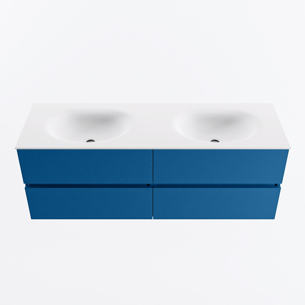 MONDIAZ VICA 140cm mueble de baño Jeans 4 cajones. Lavabo MOON Doble 2 orificios, color Talc. 5 MONDIAZ VICA 140cm mueble de baño Jeans 4 cajones. Lavabo MOON Doble 2 orificios, color Talc. - Imagen 5