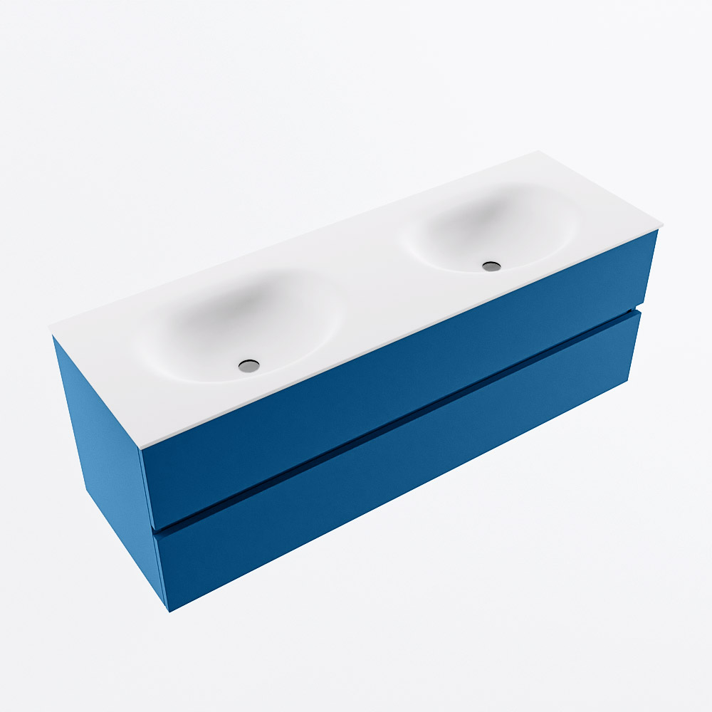 MONDIAZ VICA 140cm mueble de baño Jeans 2 cajones. Lavabo MOON Doble 2 orificios, color Talc. 6 MONDIAZ VICA 140cm mueble de baño Jeans 2 cajones. Lavabo MOON Doble 2 orificios, color Talc. - Imagen 6