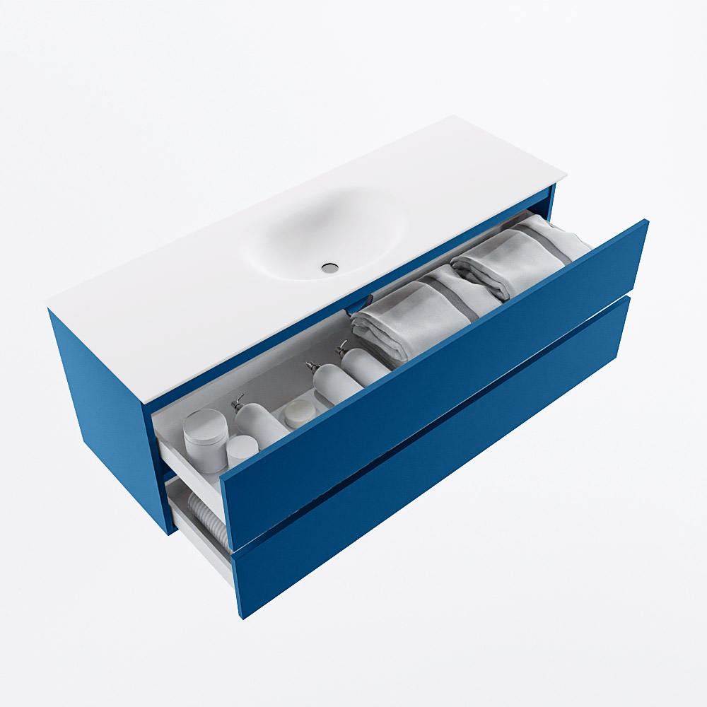 MONDIAZ VICA 140cm mueble de baño Jeans 2 cajones. Lavabo MOON Centro sin orificio, color Talc. 7 MONDIAZ VICA 140cm mueble de baño Jeans 2 cajones. Lavabo MOON Centro sin orificio, color Talc. - Imagen 7