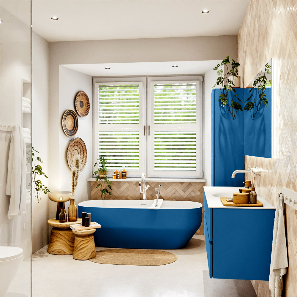 MONDIAZ VICA 140cm mueble de baño Jeans 2 cajones. Lavabo MOON Centro sin orificio, color Talc. 3 MONDIAZ VICA 140cm mueble de baño Jeans 2 cajones. Lavabo MOON Centro sin orificio, color Talc. - Imagen 3