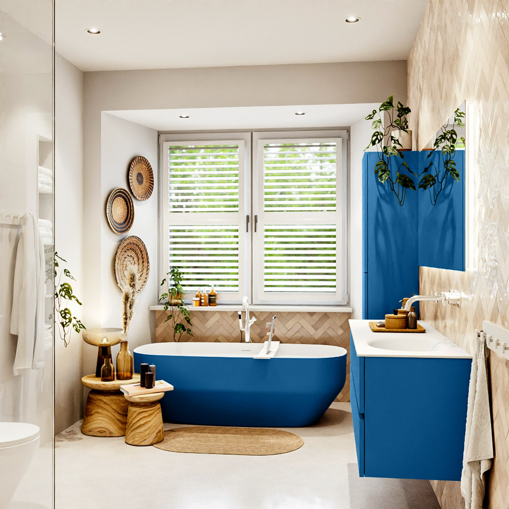 MONDIAZ VICA 140cm mueble de baño Jeans 2 cajones. Lavabo MOON Derecho sin orificio, color Talc. 3 MONDIAZ VICA 140cm mueble de baño Jeans 2 cajones. Lavabo MOON Derecho sin orificio, color Talc. - Imagen 3