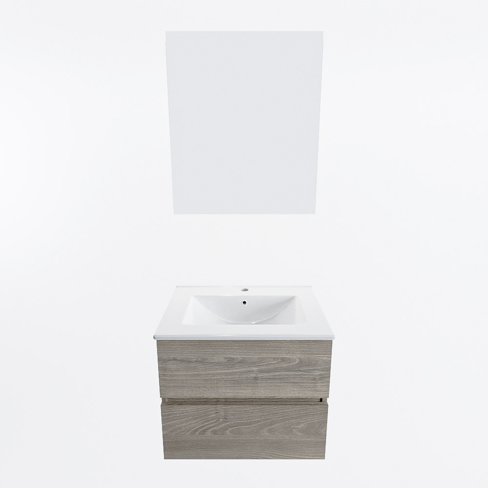 MONDIAZ VICA 60cm mueble de baño Light Brown Grey 2 cajones. Lavabo DENIA Centro 1 orificio color Blanco brillo con espejo LED. 5 MONDIAZ VICA 60cm mueble de baño Light Brown Grey 2 cajones. Lavabo DENIA Centro 1 orificio color Blanco brillo con espejo LED. - Imagen 5