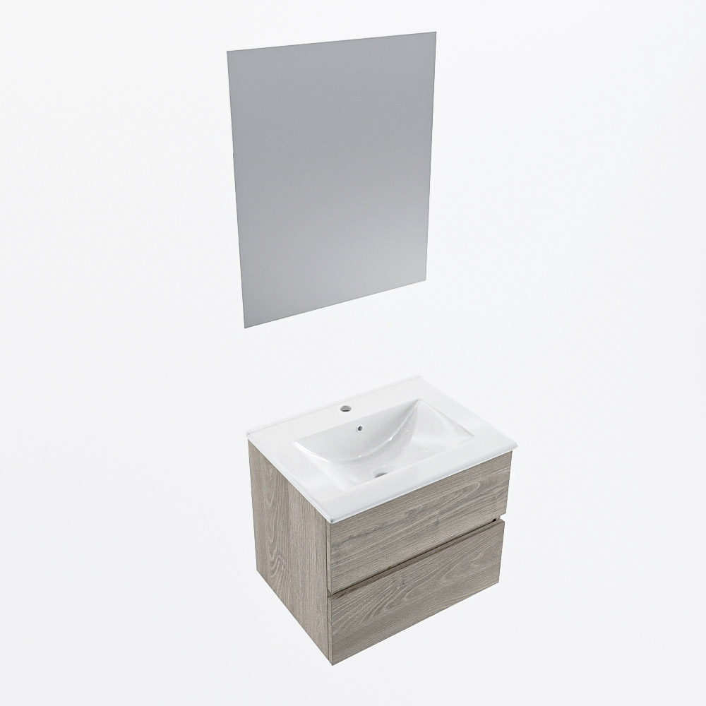MONDIAZ VICA 60cm mueble de baño Light Brown Grey 2 cajones. Lavabo DENIA Centro 1 orificio color Blanco brillo con espejo LED. 6 MONDIAZ VICA 60cm mueble de baño Light Brown Grey 2 cajones. Lavabo DENIA Centro 1 orificio color Blanco brillo con espejo LED. - Imagen 6