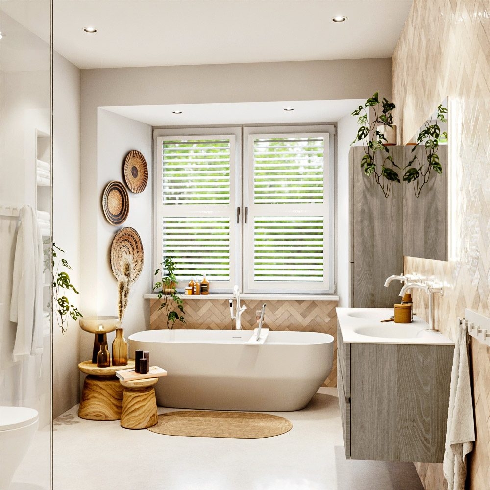 MONDIAZ VICA 140cm mueble de baño Light Brown Grey 4 cajones. Lavabo MOON Doble 2 orificios, color Talc. 3 MONDIAZ VICA 140cm mueble de baño Light Brown Grey 4 cajones. Lavabo MOON Doble 2 orificios, color Talc. - Imagen 3