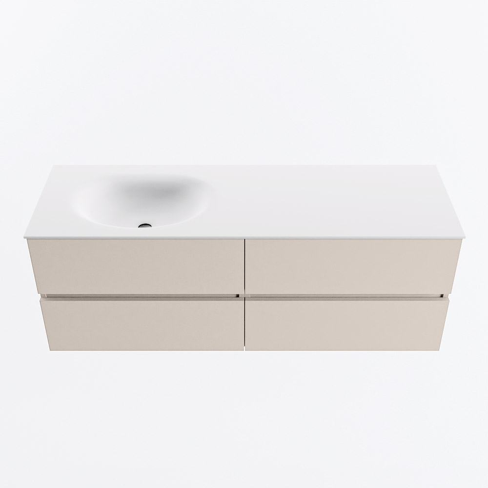 MONDIAZ VICA 140cm mueble de baño Linen 4 cajones. Lavabo MOON Izquierda 1 orificio, color Talc. 5 MONDIAZ VICA 140cm mueble de baño Linen 4 cajones. Lavabo MOON Izquierda 1 orificio, color Talc. - Imagen 5