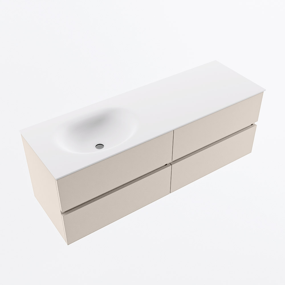 MONDIAZ VICA 140cm mueble de baño Linen 4 cajones. Lavabo MOON Izquierda 1 orificio, color Talc. 6 MONDIAZ VICA 140cm mueble de baño Linen 4 cajones. Lavabo MOON Izquierda 1 orificio, color Talc. - Imagen 6