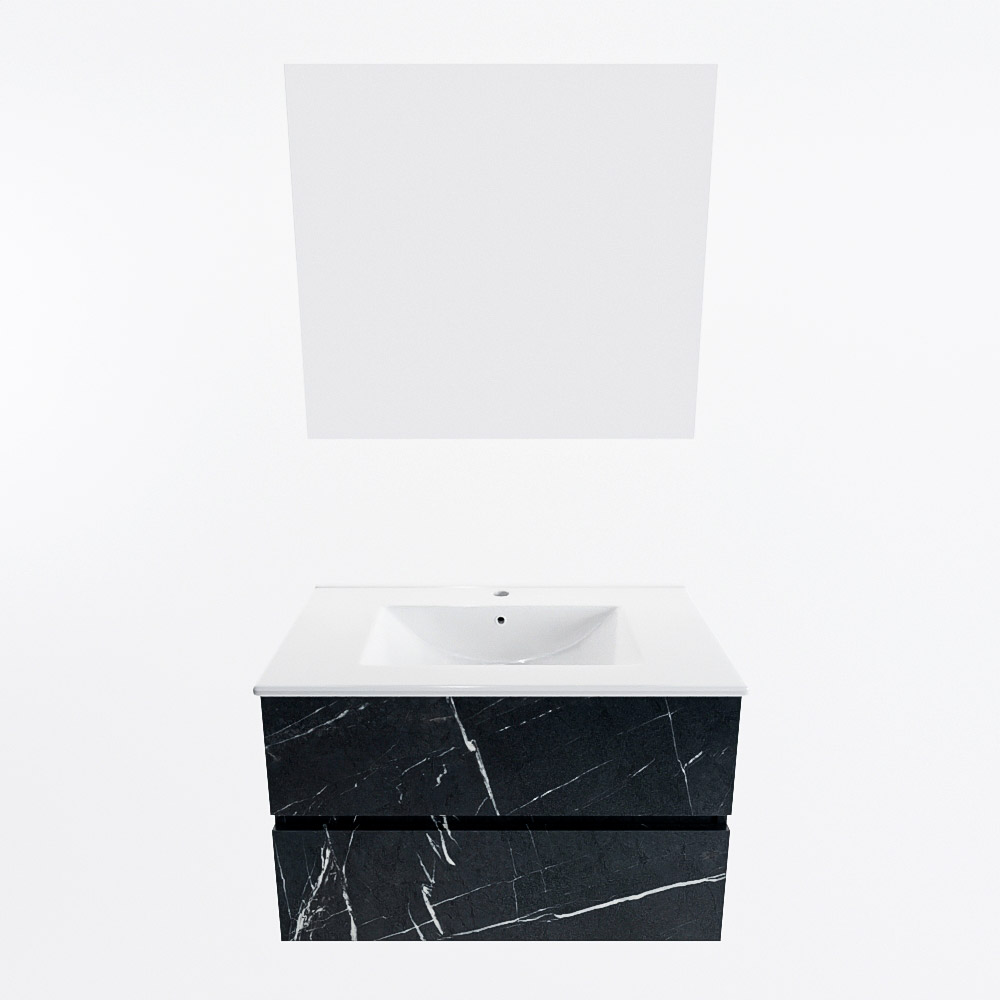 MONDIAZ VICA 80cm mueble de baño Marquina 2 cajones. Lavabo DENIA Centro 1 orificio color Blanco brillo con espejo LED. 5 MONDIAZ VICA 80cm mueble de baño Marquina 2 cajones. Lavabo DENIA Centro 1 orificio color Blanco brillo con espejo LED. - Imagen 5