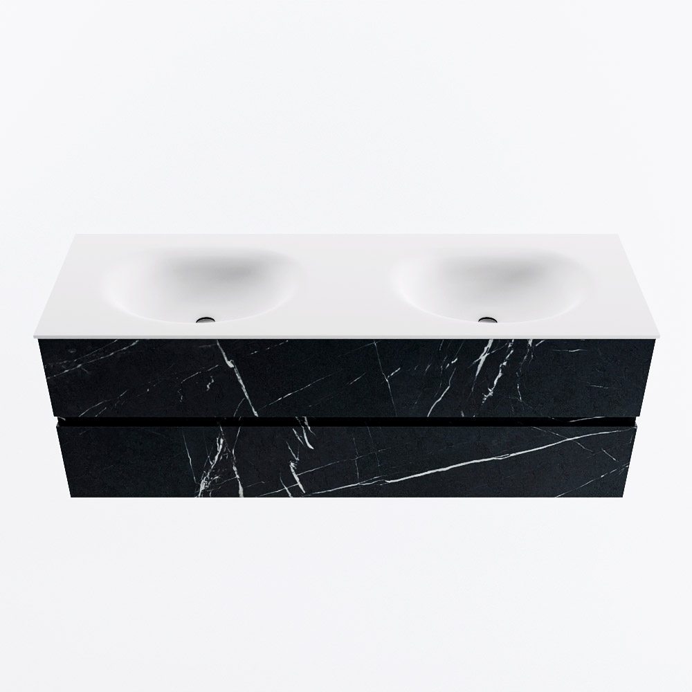 MONDIAZ VICA 140cm mueble de baño Marquina 2 cajones. Lavabo MOON Doble 2 orificios, color Talc. 5 MONDIAZ VICA 140cm mueble de baño Marquina 2 cajones. Lavabo MOON Doble 2 orificios, color Talc. - Imagen 5