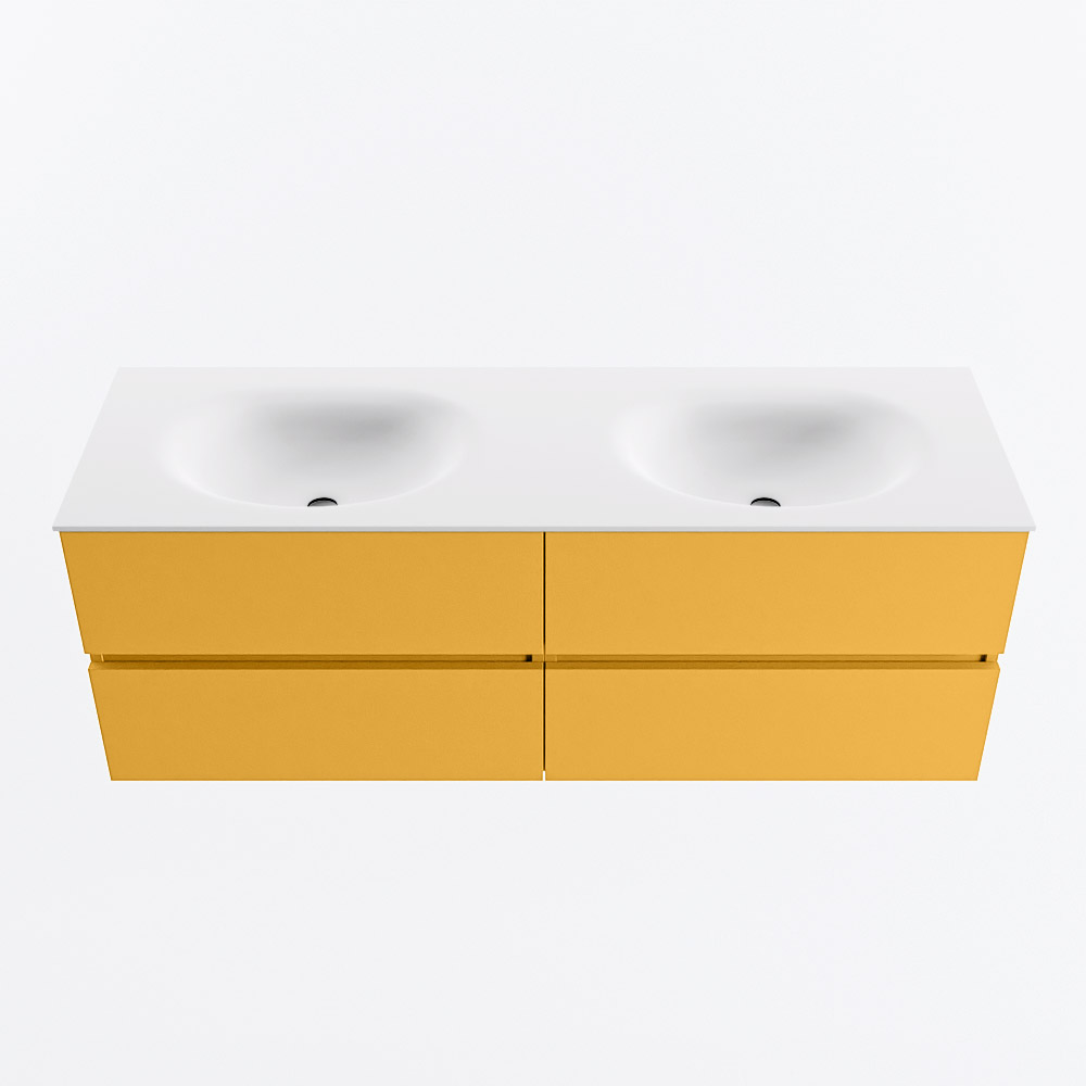 MONDIAZ VICA 140cm mueble de baño Ocher 4 cajones. Lavabo MOON Doble 2 orificios, color Talc. 5 MONDIAZ VICA 140cm mueble de baño Ocher 4 cajones. Lavabo MOON Doble 2 orificios, color Talc. - Imagen 5