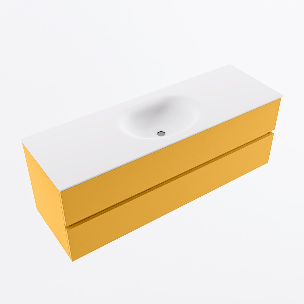 MONDIAZ VICA 140cm mueble de baño Ocher 2 cajones. Lavabo MOON Centro 1 orificio, color Talc. 6 MONDIAZ VICA 140cm mueble de baño Ocher 2 cajones. Lavabo MOON Centro 1 orificio, color Talc. - Imagen 6