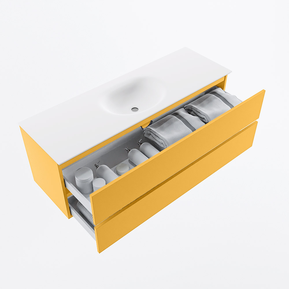 MONDIAZ VICA 140cm mueble de baño Ocher 2 cajones. Lavabo MOON Centro 1 orificio, color Talc. 7 MONDIAZ VICA 140cm mueble de baño Ocher 2 cajones. Lavabo MOON Centro 1 orificio, color Talc. - Imagen 7