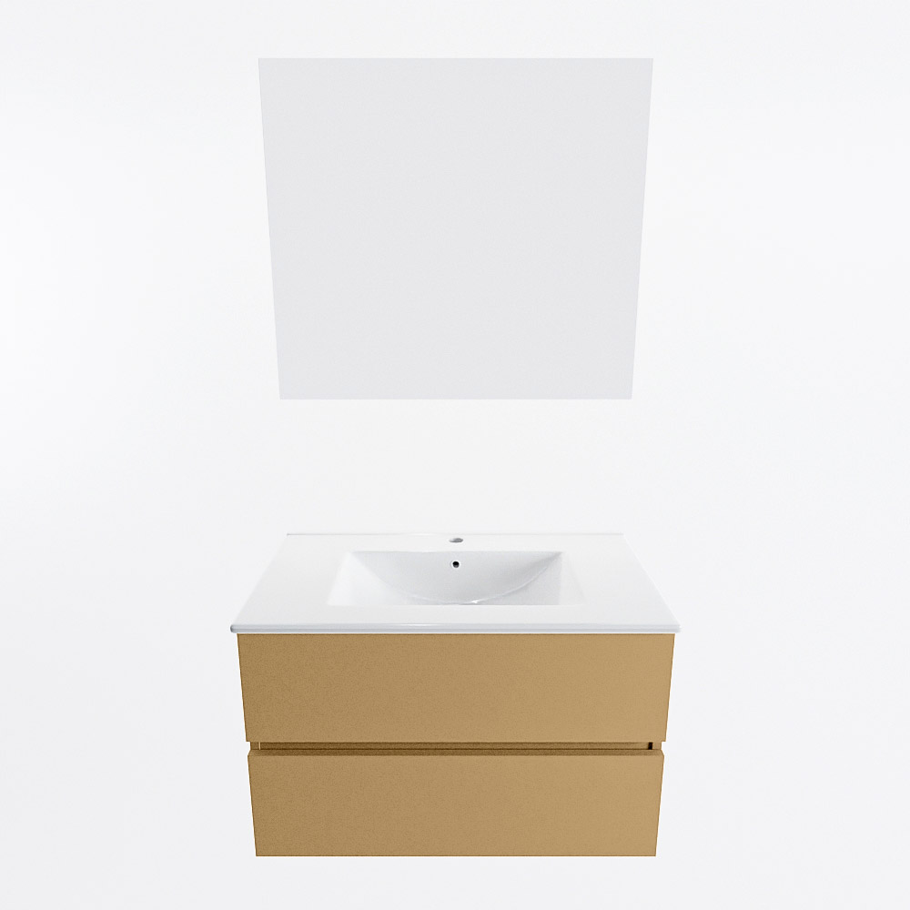 MONDIAZ VICA 80cm mueble de baño Oro 2 cajones. Lavabo DENIA Centro 1 orificio color Blanco brillo con espejo LED. 5 MONDIAZ VICA 80cm mueble de baño Oro 2 cajones. Lavabo DENIA Centro 1 orificio color Blanco brillo con espejo LED. - Imagen 5