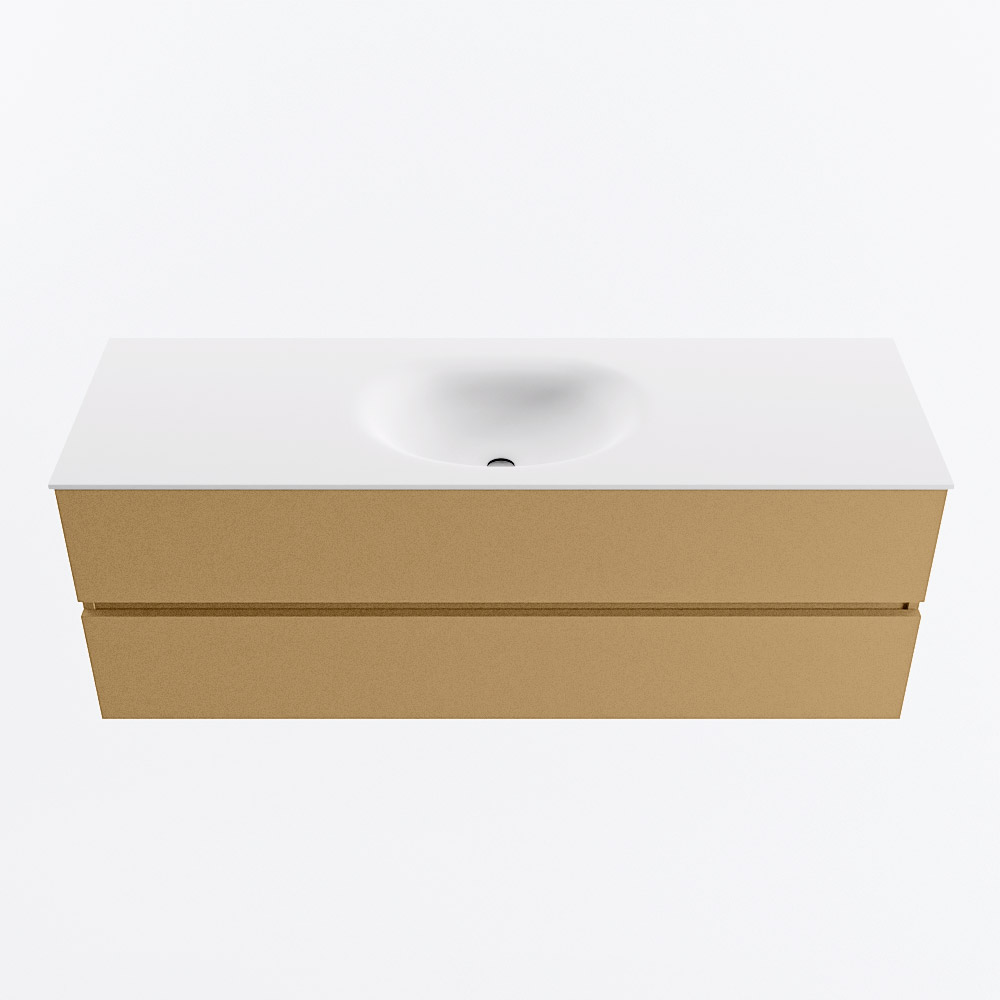 MONDIAZ VICA 140cm mueble de baño Oro 2 cajones. Lavabo MOON Centro sin orificio, color Talc. 5 MONDIAZ VICA 140cm mueble de baño Oro 2 cajones. Lavabo MOON Centro sin orificio, color Talc. - Imagen 5