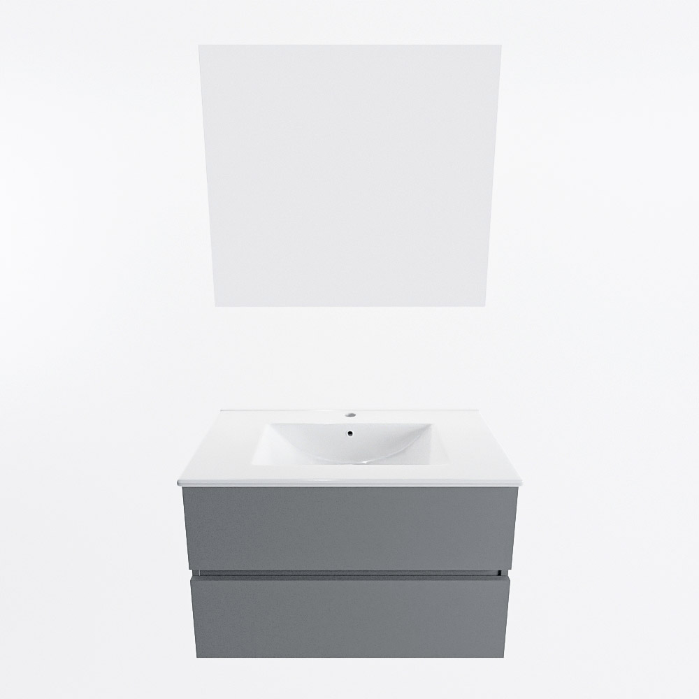 MONDIAZ VICA 80cm mueble de baño Plata 2 cajones. Lavabo DENIA Centro 1 orificio color Blanco brillo con espejo LED. 5 MONDIAZ VICA 80cm mueble de baño Plata 2 cajones. Lavabo DENIA Centro 1 orificio color Blanco brillo con espejo LED. - Imagen 5