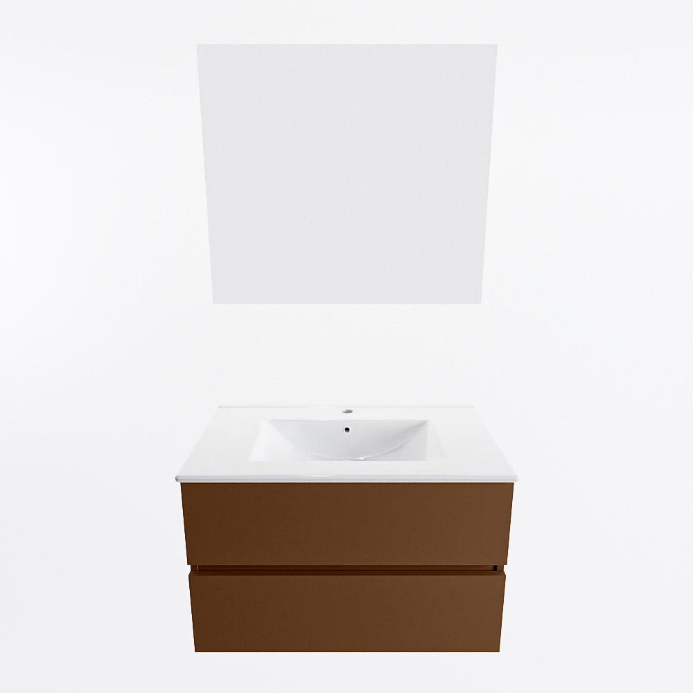 MONDIAZ VICA 80cm mueble de baño Rust 2 cajones. Lavabo DENIA Centro 1 orificio color Blanco brillo con espejo LED. 5 MONDIAZ VICA 80cm mueble de baño Rust 2 cajones. Lavabo DENIA Centro 1 orificio color Blanco brillo con espejo LED. - Imagen 5