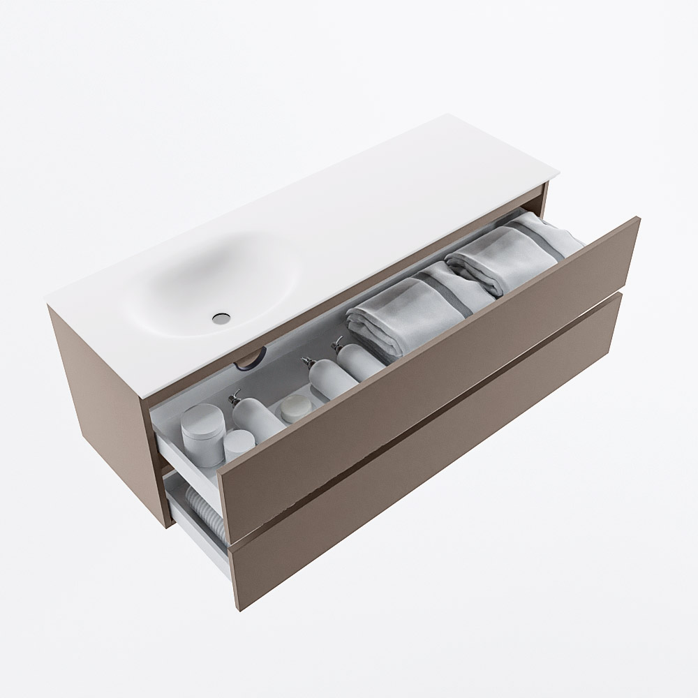 MONDIAZ VICA 140cm mueble de baño Smoke 2 cajones. Lavabo MOON Izquierda sin orificio, color Talc. 7 MONDIAZ VICA 140cm mueble de baño Smoke 2 cajones. Lavabo MOON Izquierda sin orificio, color Talc. - Imagen 7