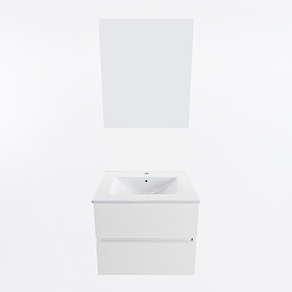 MONDIAZ VICA 60cm mueble de baño Talc 2 cajones. Lavabo DENIA Centro 1 orificio color Blanco brillo con espejo LED. 5 MONDIAZ VICA 60cm mueble de baño Talc 2 cajones. Lavabo DENIA Centro 1 orificio color Blanco brillo con espejo LED. - Imagen 5
