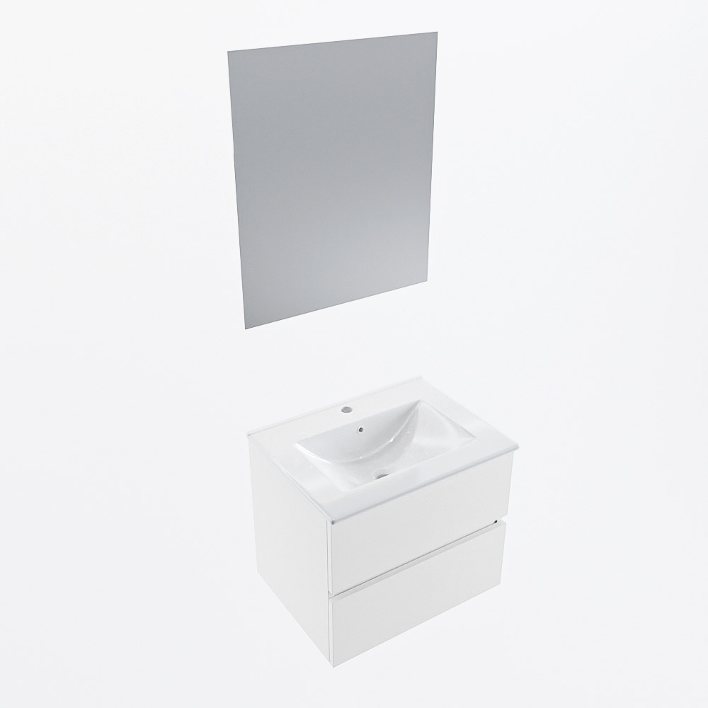 MONDIAZ VICA 60cm mueble de baño Talc 2 cajones. Lavabo DENIA Centro 1 orificio color Blanco brillo con espejo LED. 6 MONDIAZ VICA 60cm mueble de baño Talc 2 cajones. Lavabo DENIA Centro 1 orificio color Blanco brillo con espejo LED. - Imagen 6
