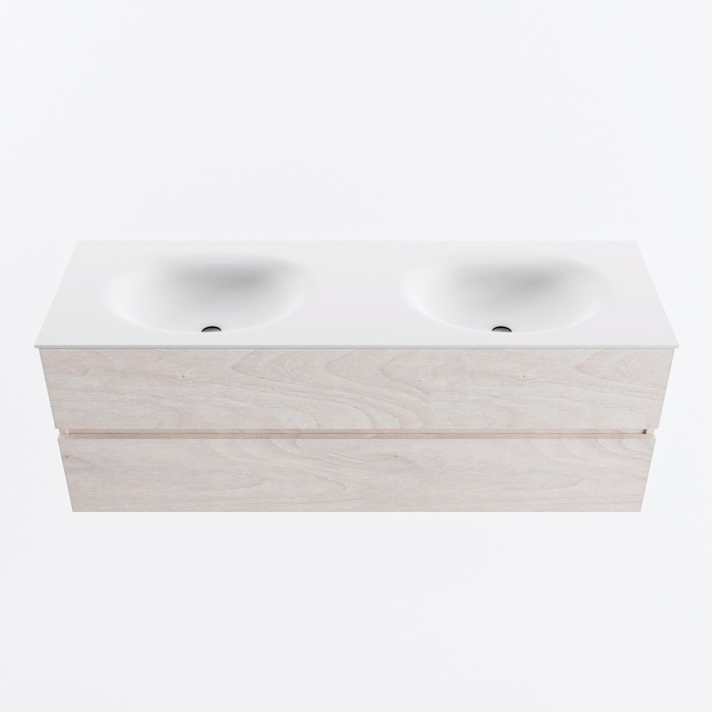 MONDIAZ VICA 140cm mueble de baño Underlayment 2 cajones. Lavabo MOON Doble sin orificio, color Talc. 5 MONDIAZ VICA 140cm mueble de baño Underlayment 2 cajones. Lavabo MOON Doble sin orificio, color Talc. - Imagen 5