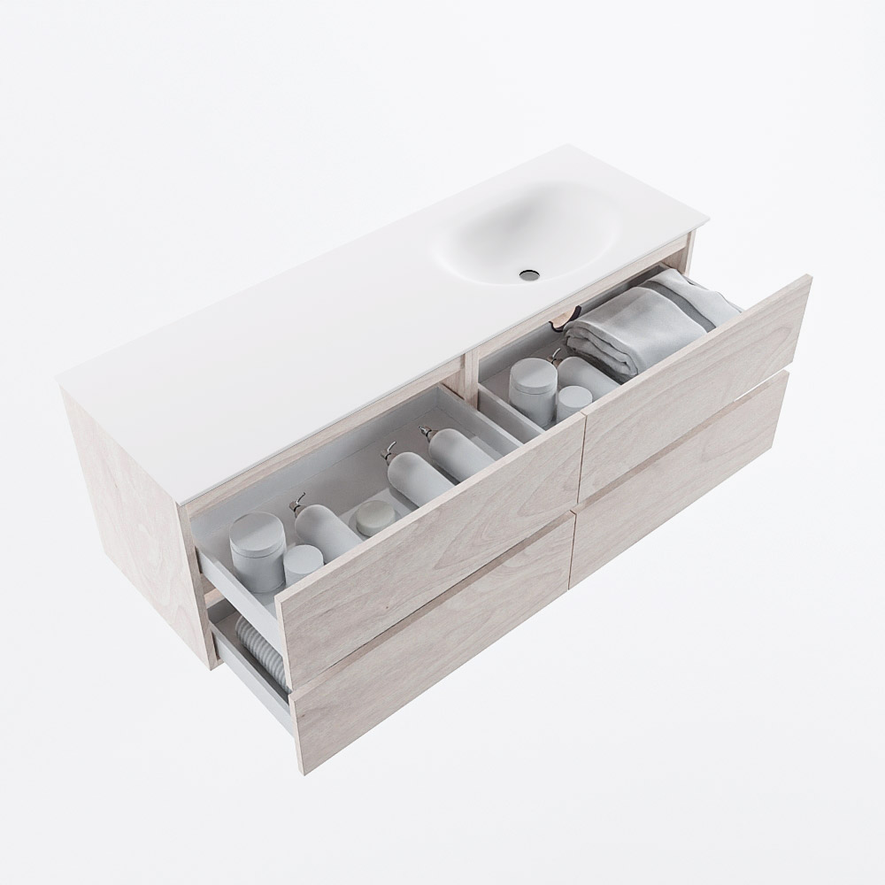 MONDIAZ VICA 140cm mueble de baño Underlayment 4 cajones. Lavabo MOON Derecho 1 orificio, color Talc. 7 MONDIAZ VICA 140cm mueble de baño Underlayment 4 cajones. Lavabo MOON Derecho 1 orificio, color Talc. - Imagen 7