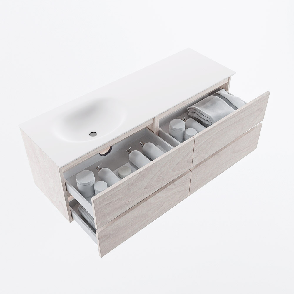 MONDIAZ VICA 140cm mueble de baño Underlayment 4 cajones. Lavabo MOON Izquierda sin orificio, color Talc. 7 MONDIAZ VICA 140cm mueble de baño Underlayment 4 cajones. Lavabo MOON Izquierda sin orificio, color Talc. - Imagen 7