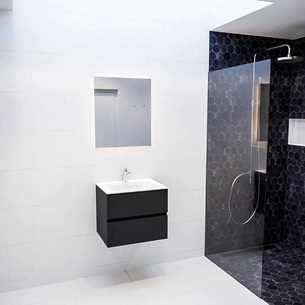 MONDIAZ VICA 60cm mueble de baño Urban 2 cajones lavabo CLOUD Centro 1 orificio con espejo LED. 3 MONDIAZ VICA 60cm mueble de baño Urban 2 cajones lavabo CLOUD Centro 1 orificio con espejo LED. - Imagen 3