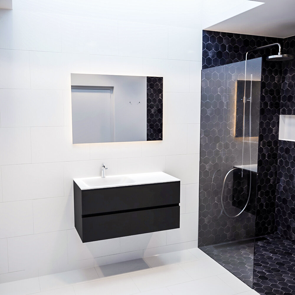 MONDIAZ VICA 100cm mueble de baño Urban 2 cajones lavabo CLOUD Izquierda 1 orificio. 3 MONDIAZ VICA 100cm mueble de baño Urban 2 cajones lavabo CLOUD Izquierda 1 orificio. - Imagen 3