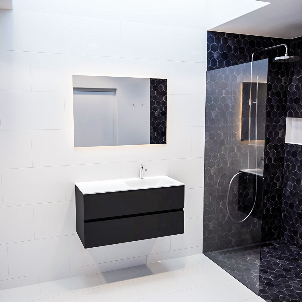 MONDIAZ VICA 100cm mueble de baño Urban 2 cajones lavabo CLOUD Derecho 1 orificio. 3 MONDIAZ VICA 100cm mueble de baño Urban 2 cajones lavabo CLOUD Derecho 1 orificio. - Imagen 3