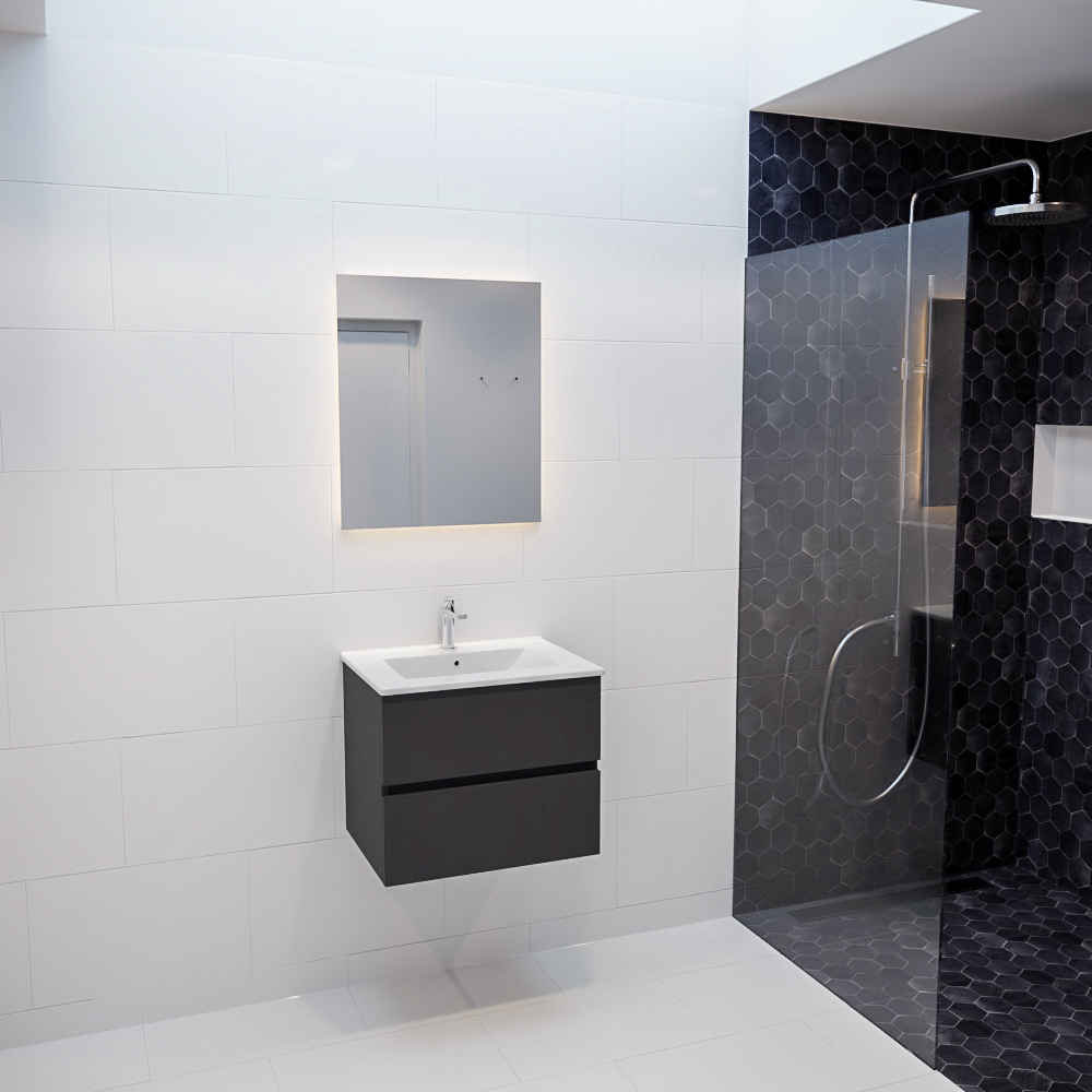 MONDIAZ VICA 60cm mueble de baño Dark Grey 2 cajones lavabo DENIA Centro 1 orificio. 3 MONDIAZ VICA 60cm mueble de baño Dark Grey 2 cajones lavabo DENIA Centro 1 orificio. - Imagen 3
