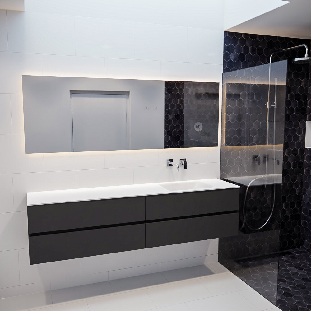 MONDIAZ VICA 200cm mueble de baño Dark Grey 4 cajones lavabo CLOUD Derecho sin orificio. 3 MONDIAZ VICA 200cm mueble de baño Dark Grey 4 cajones lavabo CLOUD Derecho sin orificio. - Imagen 3