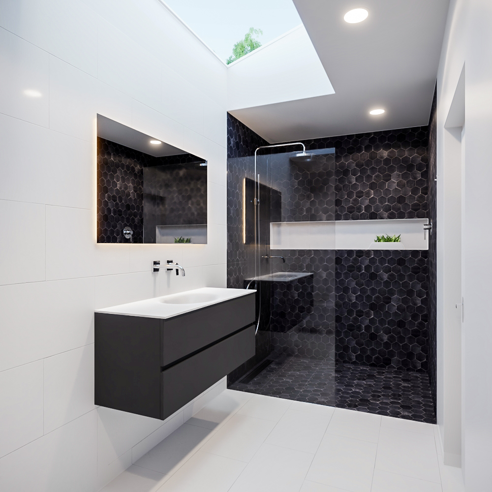 Mueble de baño 120 cm Antracita con 2 cajones, lavabo de Solid surface seno centrado con 0 orificio(s) para el grifo. 10 Mueble de baño 120 cm Antracita con 2 cajones, lavabo de Solid surface seno centrado con 0 orificio(s) para el grifo. - Imagen 10