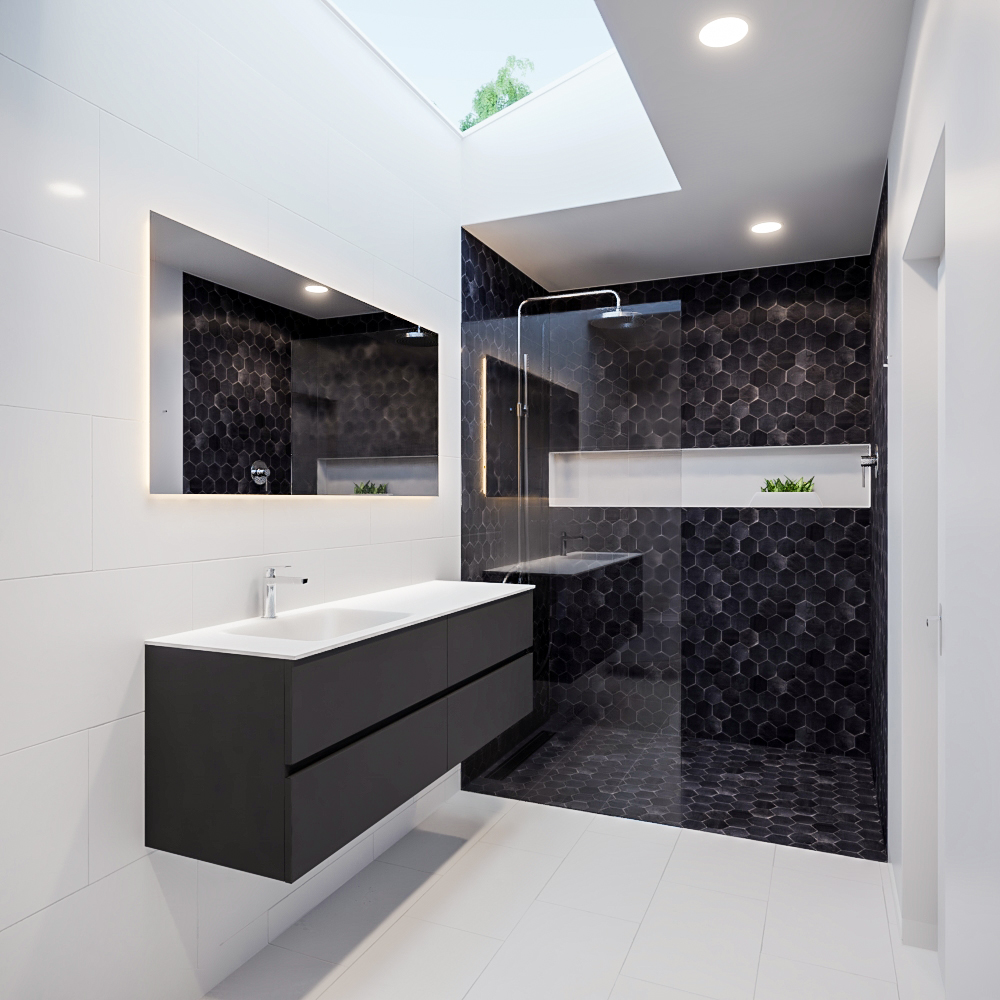 MONDIAZ VICA 150cm mueble de baño Dark Grey 4 cajones lavabo CLOUD Izquierda 1 orificio con espejo LED. 2 MONDIAZ VICA 150cm mueble de baño Dark Grey 4 cajones lavabo CLOUD Izquierda 1 orificio con espejo LED. - Imagen 2