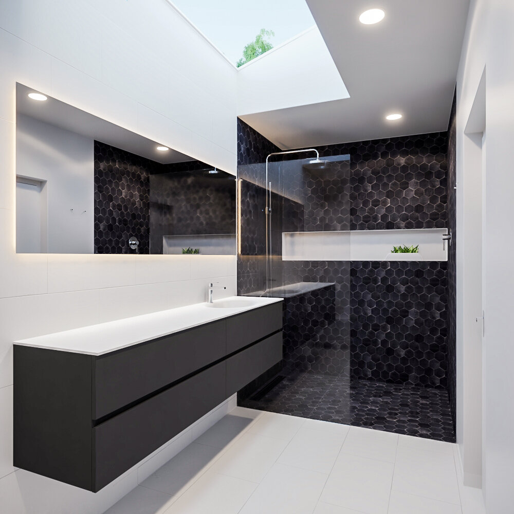 MONDIAZ VICA 200cm mueble de baño Dark Grey 4 cajones lavabo MOON Derecho 1 orificio. 2 MONDIAZ VICA 200cm mueble de baño Dark Grey 4 cajones lavabo MOON Derecho 1 orificio. - Imagen 2