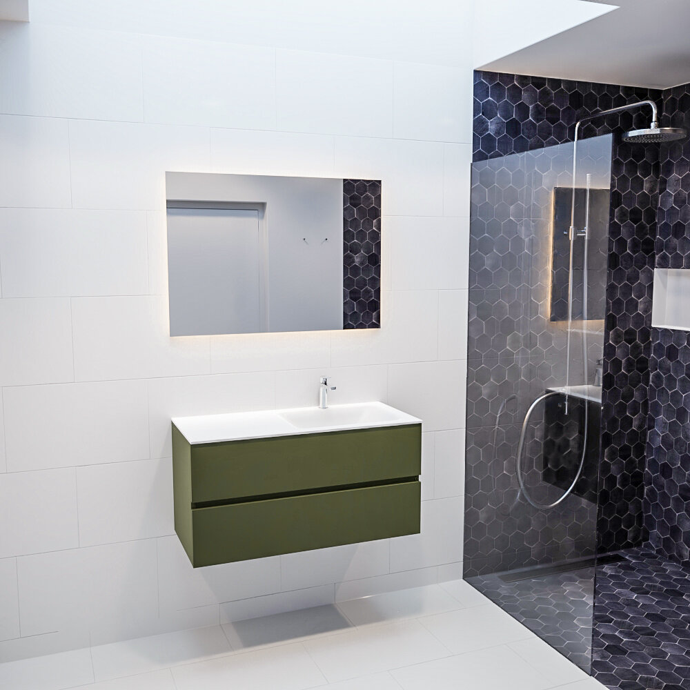 MONDIAZ VICA 100cm mueble de baño Army 2 cajones lavabo CLOUD Derecho 1 orificio. 3 MONDIAZ VICA 100cm mueble de baño Army 2 cajones lavabo CLOUD Derecho 1 orificio. - Imagen 3