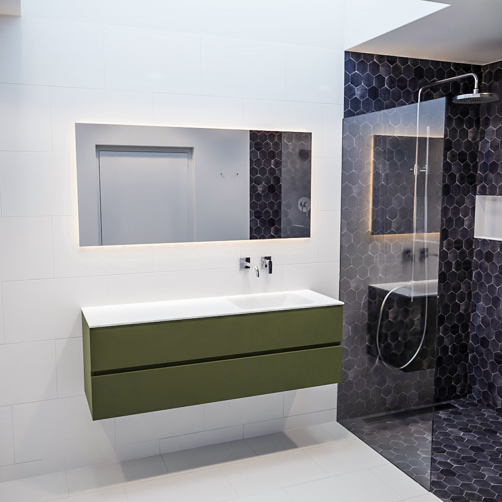 MONDIAZ VICA 150cm mueble de baño Army 2 cajones lavabo CLOUD Derecho sin orificio con espejo LED. 3 MONDIAZ VICA 150cm mueble de baño Army 2 cajones lavabo CLOUD Derecho sin orificio con espejo LED. - Imagen 3