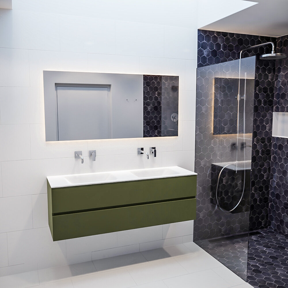 MONDIAZ VICA 150cm mueble de baño Army 2 cajones lavabo CLOUD Doble sin orificio. 3 MONDIAZ VICA 150cm mueble de baño Army 2 cajones lavabo CLOUD Doble sin orificio. - Imagen 3