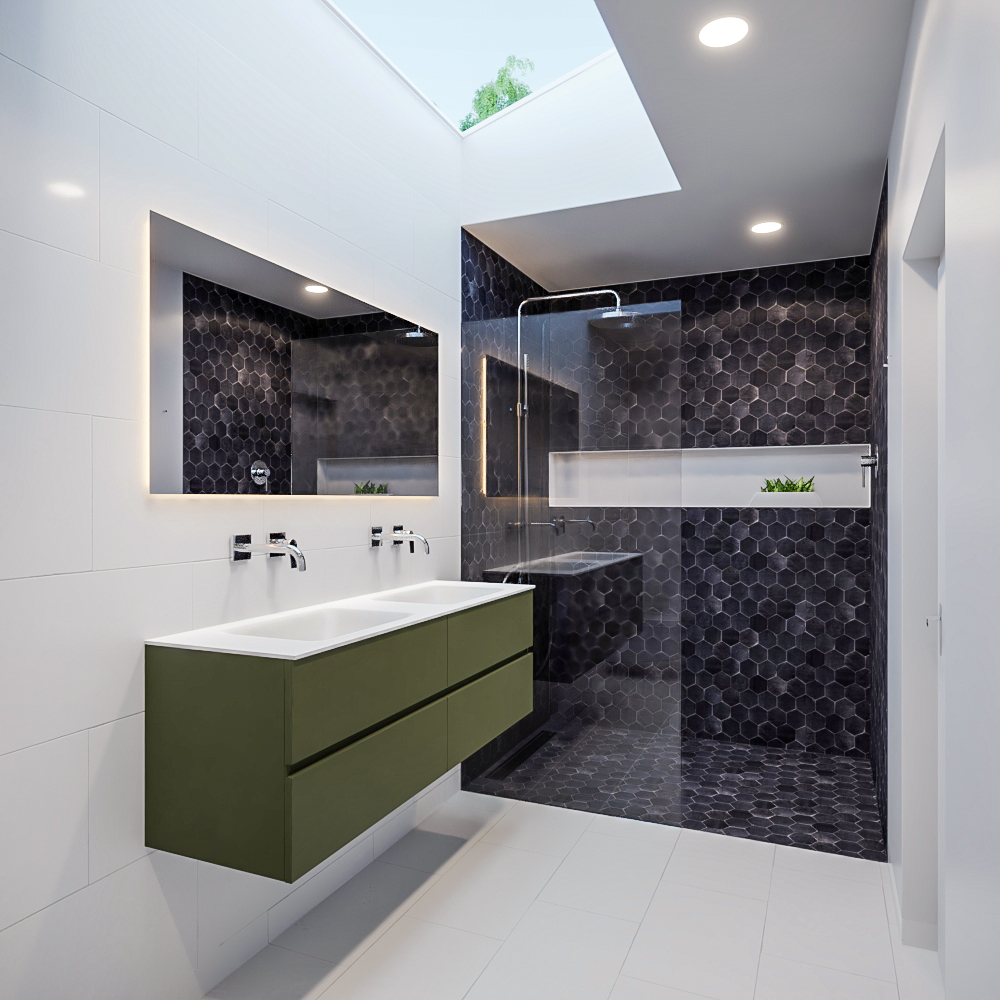 MONDIAZ VICA 150cm mueble de baño Army 4 cajones lavabo CLOUD Doble sin orificio con espejo LED. 2 MONDIAZ VICA 150cm mueble de baño Army 4 cajones lavabo CLOUD Doble sin orificio con espejo LED. - Imagen 2