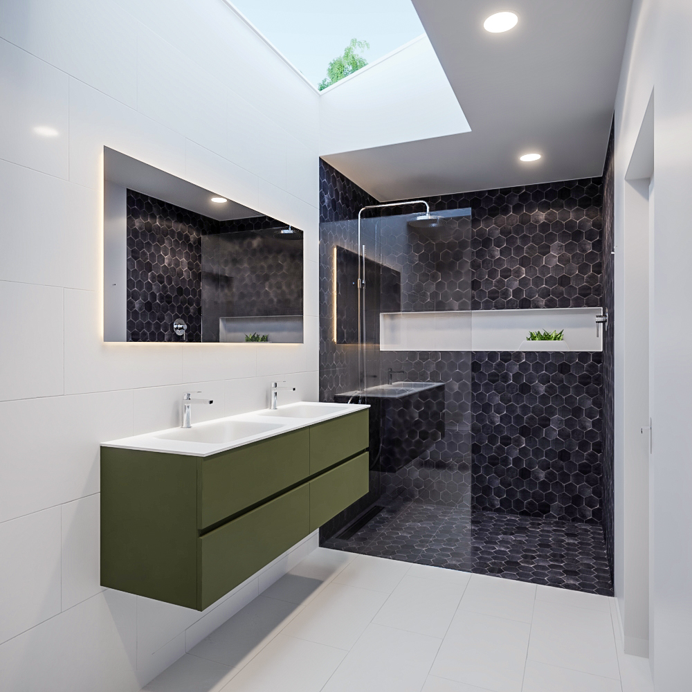 MONDIAZ VICA 150cm mueble de baño Army 4 cajones lavabo CLOUD Doble 2 orificios con espejo LED. 2 MONDIAZ VICA 150cm mueble de baño Army 4 cajones lavabo CLOUD Doble 2 orificios con espejo LED. - Imagen 2