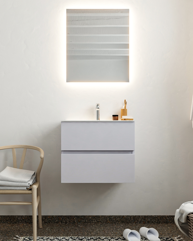 MONDIAZ VICA 60cm mueble de baño Cale 2 cajones lavabo CLOUD Centro 1 orificio con espejo LED. 3 MONDIAZ VICA 60cm mueble de baño Cale 2 cajones lavabo CLOUD Centro 1 orificio con espejo LED. - Imagen 3